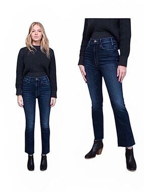 MOTHER The Hustler Ankle Fray Jeans Teaming Up Wash Raw Hem - Women’s Size 27
